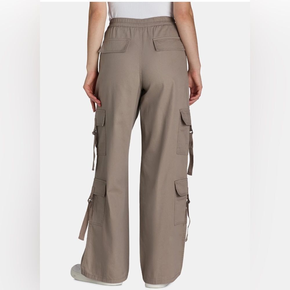 Women's Tan Khaki Cargo Pants Twill Wide Leg Size Large 12-14 NWT - Picture 3 of 7
